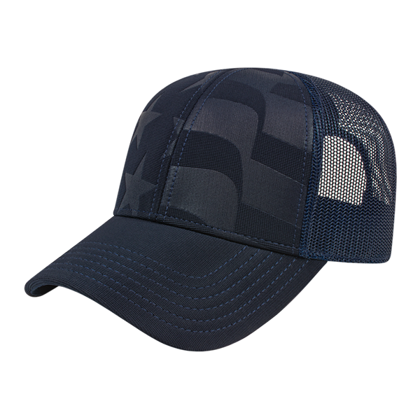 Flag Embossed Trucker Cap with Ventilated Mesh